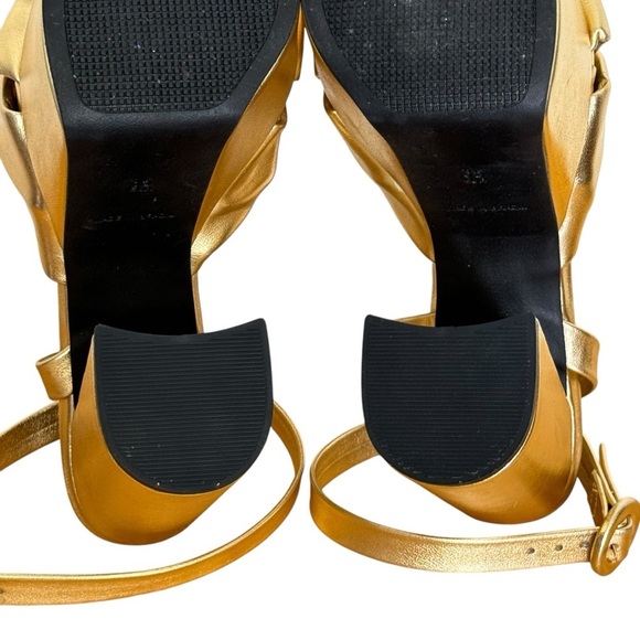 ASOS DESIGN Note knotted platform heeled sandals in gold Woman’s SZ. 4.5 - Picture 15 of 16